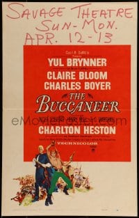 9f312 BUCCANEER WC 1958 Yul Brynner, Charlton Heston, directed by Anthony Quinn!