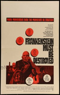 9f360 FRANKENSTEIN MUST BE DESTROYED WC 1970 Cushing is more monstrous than his monster!