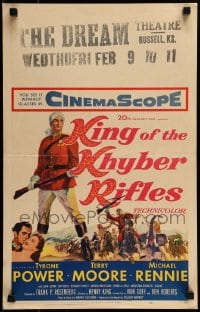 9f399 KING OF THE KHYBER RIFLES WC 1954 art of British soldier Tyrone Power w/rifle & on horseback!