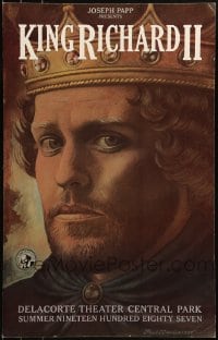 9f551 KING RICHARD II stage play WC 1987 great Paul Davis art, Shakespeare in Central Park!