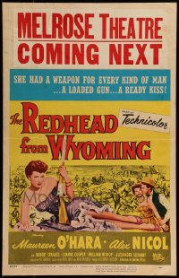 9f451 REDHEAD FROM WYOMING WC 1953 sexy Maureen O'Hara had a weapon for every kind of man!