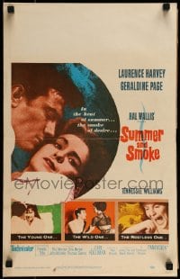 9f482 SUMMER & SMOKE WC 1961 c/u of Laurence Harvey & Geraldine Page, Tennessee Williams!