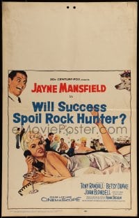 9f515 WILL SUCCESS SPOIL ROCK HUNTER WC 1957 art of sexy Jayne Mansfield wearing only a sheet!