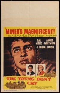 9f519 YOUNG DON'T CRY WC 1957 giant close up artwork of Sal Mineo, he's magnificent!