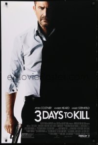 9g097 3 DAYS TO KILL advance DS 1sh 2014 image of Kevin Costner as dying Secret Service agent!