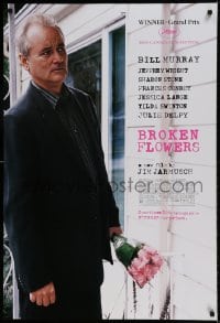 9g222 BROKEN FLOWERS DS 1sh 2005 Jim Jarmusch, Bill Murray, Jeffrey Wright, standing with bouquet!