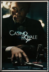 9g029 CASINO ROYALE printer's test teaser 1sh 2006 Craig as James Bond sitting at poker table w/gun