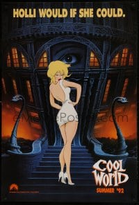 9g259 COOL WORLD teaser 1sh 1992 cartoon art of Kim Basinger as Holli, she would if she could!