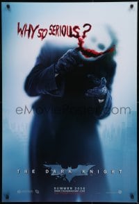 9g279 DARK KNIGHT teaser DS 1sh 2008 cool image of Heath Ledger as the Joker, why so serious?