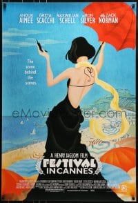 9g347 FESTIVAL IN CANNES 1sh 2001 Anouk Aimee, artwork of sexy woman at the beach!