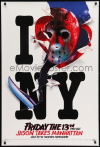 9g371 FRIDAY THE 13th PART VIII recalled teaser 1sh 1989 Jason Takes Manhattan, I love NY in July!