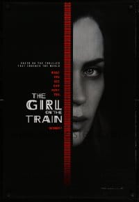 9g385 GIRL ON THE TRAIN teaser DS 1sh 2016 close-up of Emily Blunt, what you see can hurt you!