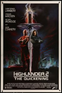 9g434 HIGHLANDER 2 1sh 1991 different image of immortal Christopher Lambert with sword!
