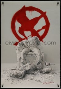 9g455 HUNGER GAMES: MOCKINGJAY - PART 2 teaser DS 1sh 2015 crumbled statue of Donald Sutherland!