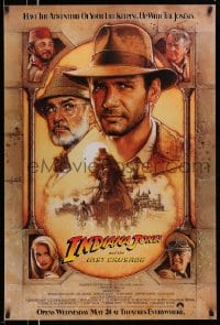 9g473 INDIANA JONES & THE LAST CRUSADE int'l advance 1sh 1989 art of Ford & Connery by Drew!
