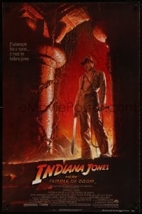 9g475 INDIANA JONES & THE TEMPLE OF DOOM 1sh 1984 art of Harrison Ford by Bruce Wolfe, NSS style!