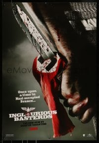 9g478 INGLOURIOUS BASTERDS teaser DS 1sh 2009 Quentin Tarantino, bloody knife through Nazi flag!