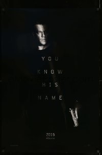 9g505 JASON BOURNE teaser DS 1sh 2016 great image of Matt Damon in the title role with gun!