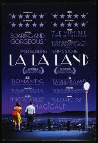 9g542 LA LA LAND teaser DS 1sh 2016 Ryan Gosling & Emma Stone looking over city, reviews style!