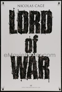 9g593 LORD OF WAR teaser 1sh 2005 Nicolas Cage, cool gun title mosaic!