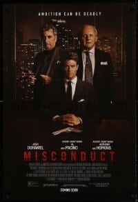 9g637 MISCONDUCT advance DS 1sh 2016 Duhamel, Al Pacino, Anthony Hopkins, ambition can be deadly!