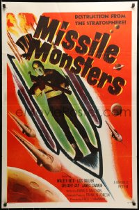 9g642 MISSILE MONSTERS 1sh 1958 aliens bring destruction from the stratosphere, wacky sci-fi art!