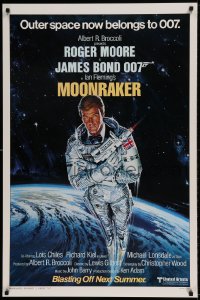 9g007 MOONRAKER style A advance 1sh 1979 art of Roger Moore as Bond in space by Goozee!