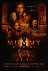9g663 MUMMY RETURNS int'l advance DS 1sh 2001 Brendan Fraser, Rachel Weisz, The Rock as Scorpion King!