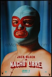 9g670 NACHO LIBRE teaser DS 1sh 2006 wacky image of Mexican luchador wrestler Jack Black in mask!