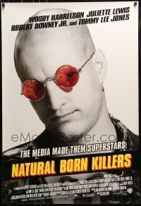 9g675 NATURAL BORN KILLERS style B DS 1sh 1994 cult classic, Harrelson, cool white tagline design!