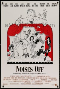 9g682 NOISES OFF DS 1sh 1992 great wacky Al Hirschfeld art of cast as puppets!