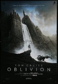 9g684 OBLIVION teaser DS 1sh 2013 Morgan Freeman, image of Tom Cruise & waterfall in city!