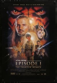 9g071 PHANTOM MENACE style B fan club 1sh 1999 George Lucas, Star Wars Episode I, Drew Struzan art!