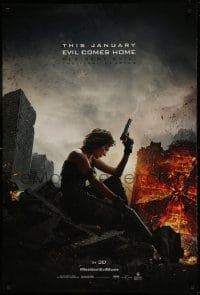 9g747 RESIDENT EVIL: THE FINAL CHAPTER teaser DS 1sh 2016 Milla Jovavich in profile with guns!