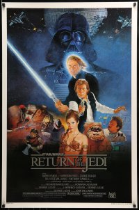 9g058 RETURN OF THE JEDI style B studio style 1sh 1983 Lucas, Hamill, Ford, Fisher, art by Sano!