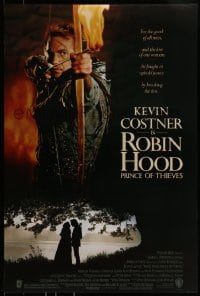 9g756 ROBIN HOOD PRINCE OF THIEVES DS 1sh 1991 cool image of Kevin Costner w/flaming arrow!