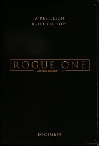 9g087 ROGUE ONE teaser DS 1sh 2016 A Star Wars Story, classic title design over black background!