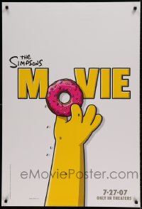9g814 SIMPSONS MOVIE style A advance DS 1sh 2007 classic Groening art of Homer Simpson w/donut!