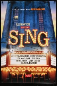 9g817 SING advance DS 1sh 2016 voices of Matthew McConaughey, Witherspoon, Seth MacFarlane!
