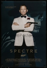 9g038 SPECTRE int'l advance DS 1sh 2015 cool image of Daniel Craig as James Bond 007 with gun!