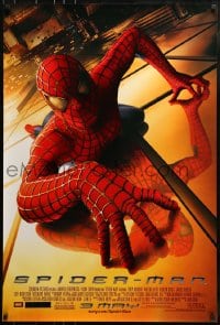 9g839 SPIDER-MAN advance DS 1sh 2002 Tobey Maguire climbing building, Sam Raimi, Marvel Comics!