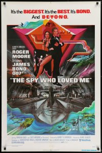 9g005 SPY WHO LOVED ME 1sh 1977 great art of Roger Moore as James Bond by Bob Peak!