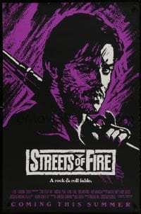 9g882 STREETS OF FIRE advance 1sh 1984 Walter Hill, cool purple dayglo Riehm art!