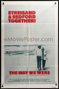 9g967 WAY WE WERE int'l 1sh 1973 Barbra Streisand & Robert Redford walk on the beach!