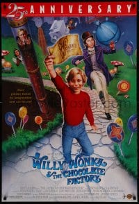 9g981 WILLY WONKA & THE CHOCOLATE FACTORY DS 1sh R1996 Gene Wilder, it's scrumdidilyumptious!