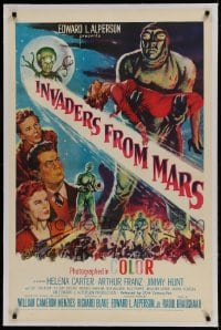 9h083 INVADERS FROM MARS linen 1sh R1955 classic, hordes of green monsters from outer space!