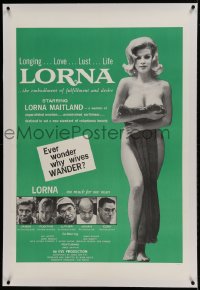 9h100 LORNA linen 1sh 1964 sexy Lorna Maitland in Russ Meyer sex classic over green background!