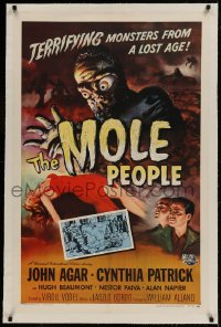 9h111 MOLE PEOPLE linen 1sh 1956 from a lost age, horror crawls from the depths of the Earth!