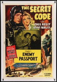 9h158 SECRET CODE linen chapter 1 1sh R1953 greatest WWII spy serial of all time, Enemy Passport!
