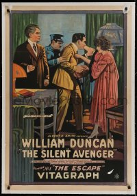 9h161 SILENT AVENGER linen ch 1 1sh 1920 Vitagraph serial, William Duncan, The Escape, ultra rare!